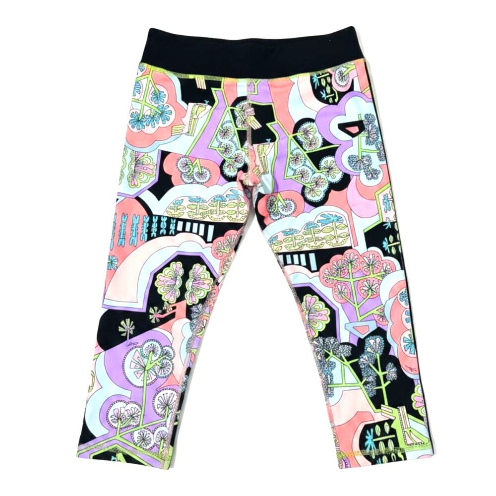 Trina Turk Recreation Abstract Floral Capri Leggings Medium Colorful Activewear - Picture 3 of 6